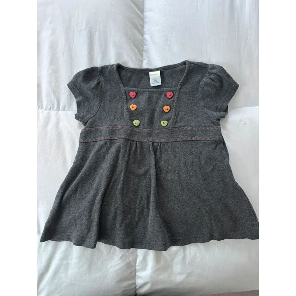 Gymboree Popstar Academy Grey Heart Button Tunic Dress - Size 5